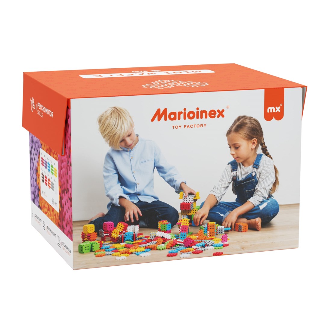 Lodër konstruktore Marioinex 902141 Mini Waffle, set 500 copë, shumëngjyrëshe