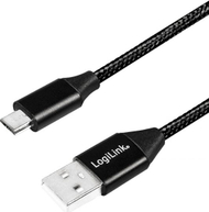 Kabllo LogiLink USB-A - microUSB, 1m, e zezë