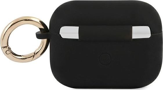 Mbulesë silikoni Guess GUAPSSSK për AirPods Pro, koleksioni Silicone Vintage Script, e zezë