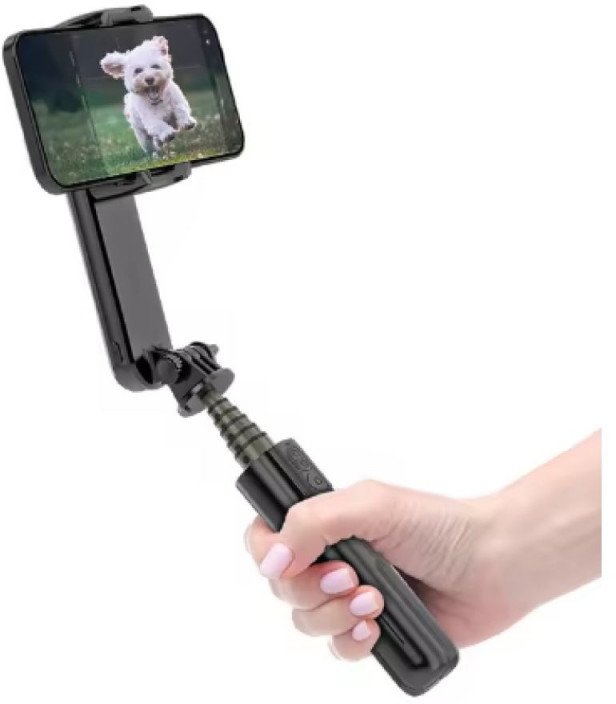Stabilizues telefoni Wooco L09 3in1, 1 aks, dritë LED, tripod dhe selfie stick, i zi