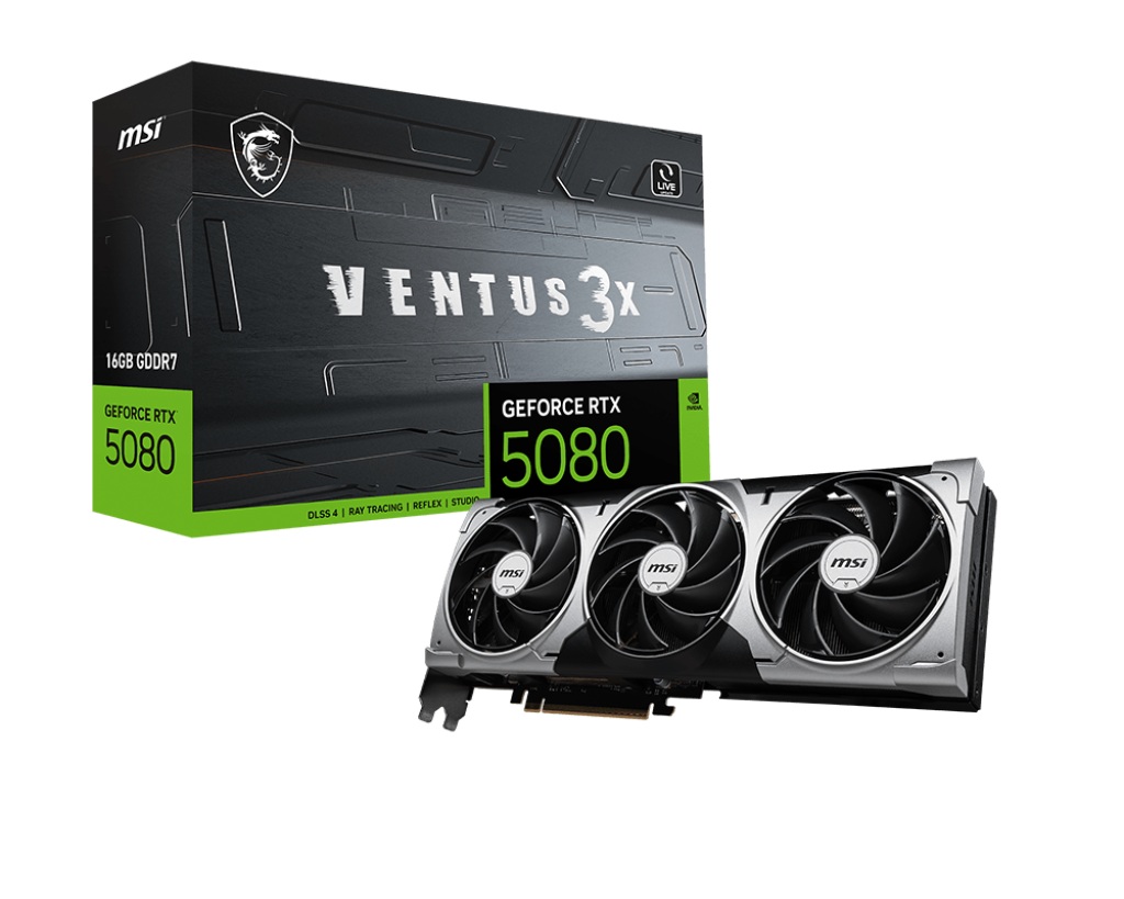 Kartë grafike MSI GeForce RTX 5080 Ventus 3X, 16GB GDDR7, PCIe 5.0