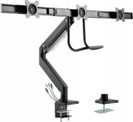 Mbajtës tavoline për monitorë INLINE, për 3 monitorë 27", alumin, i zi