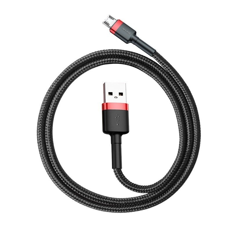 Kabllo USB Baseus CAMKLF C91, USB A në microUSB, 2 m, e zezë kuqe