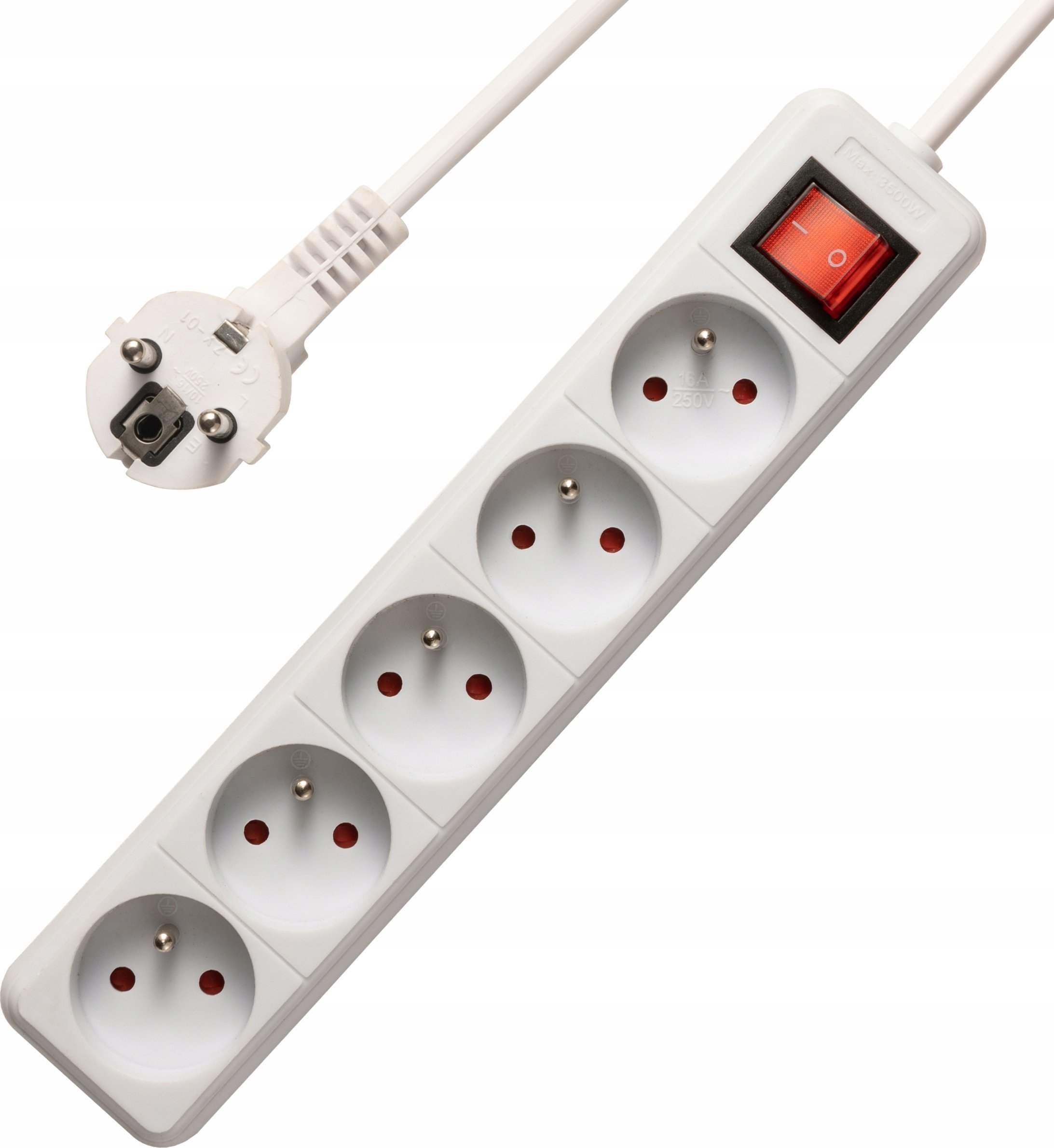 Shirit elektrik Bounn, 5 priza, 3 m, 16A, i bardhë