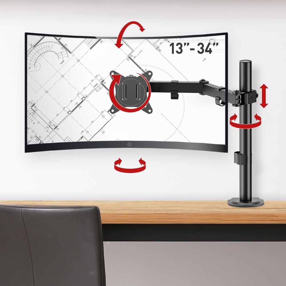 Krah monitori Barkan Monitor Arm, 13"-34", VESA 75x75 100x100, i zi