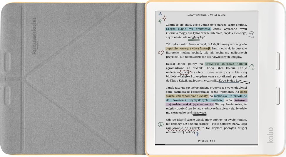 Mbulesë SleepCover për eReader Kobo Libra Colour, me kickstand, e verdhë Butter