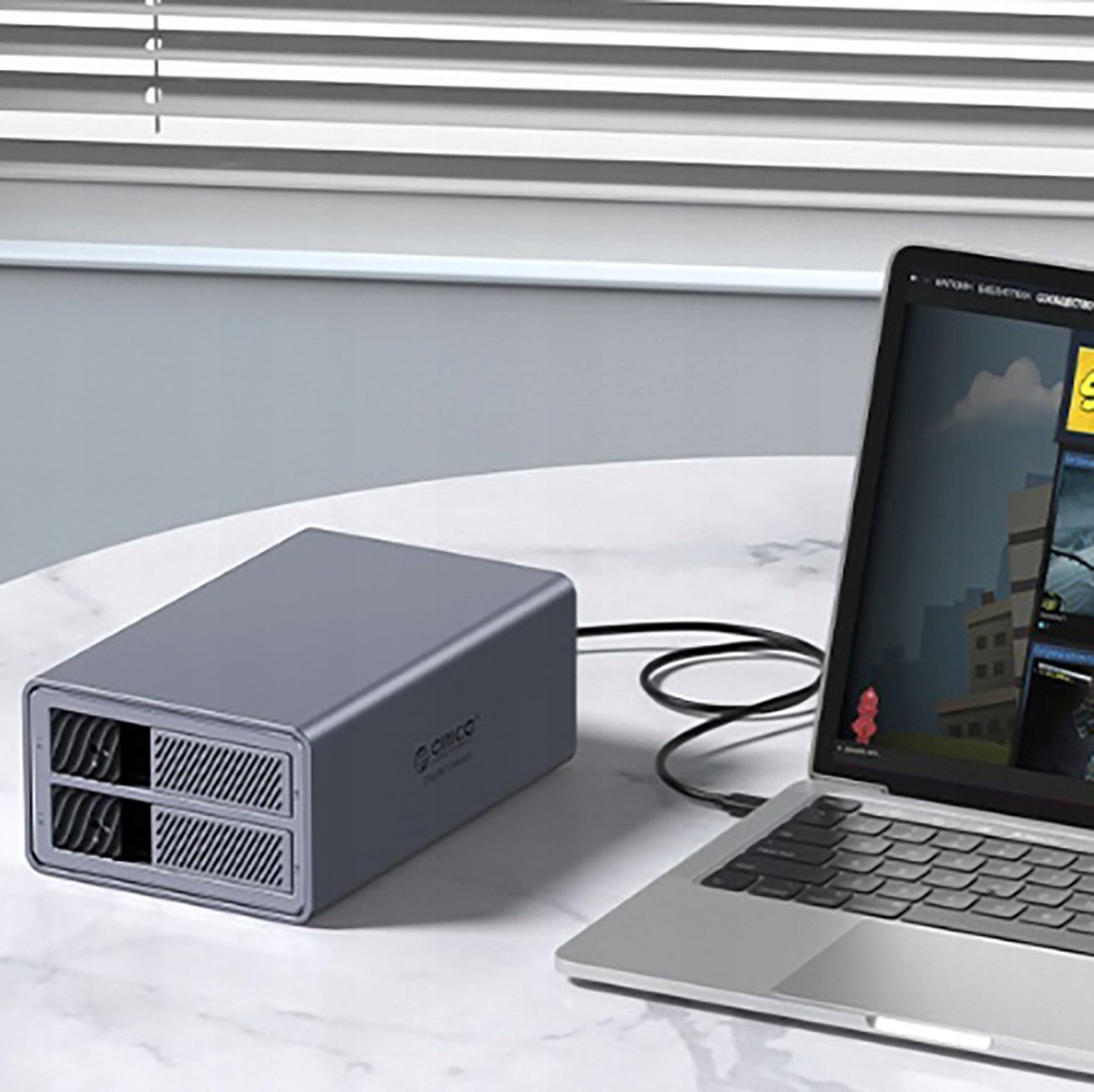 Kuti disqesh Orico 9828RU3, 2 disqe 2.5"/3.5", USB 3.0, RAID, argjend