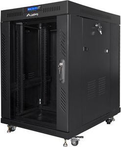 Kabinet rrjeti Lanberg Standing 19" 15U, deri 800kg, me ventilatorë, i zi