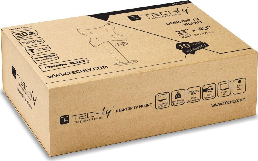 Stendë tavoline për monitor Techly, 23–43", montim me vida, e zezë