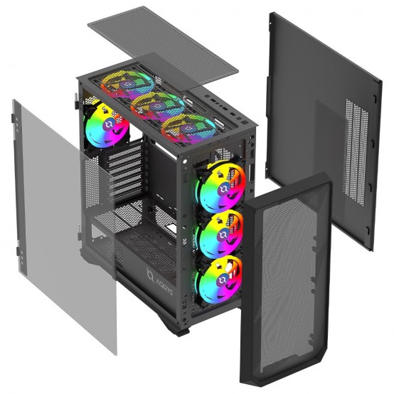 Kasa gaming Aqirys Arcturus Pro, midi tower EATX, ARGB, e zezë