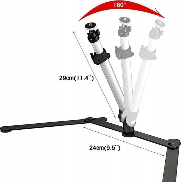 Tripod tavoline Massa Tripod Table, lartësi 45 cm, kokë 3D, i zi