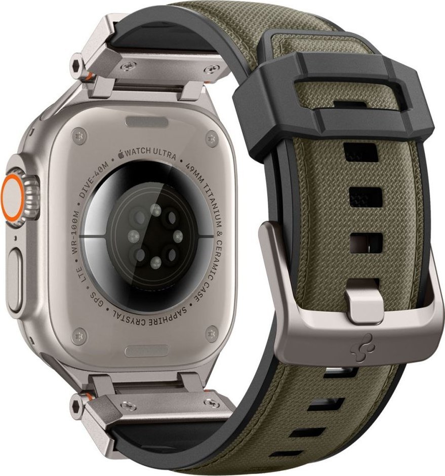 Rrip dore Spigen DuraPro Armor për Apple Watch 49mm 46mm 45mm 44mm, metal najlon TPU, jeshile ushtarake