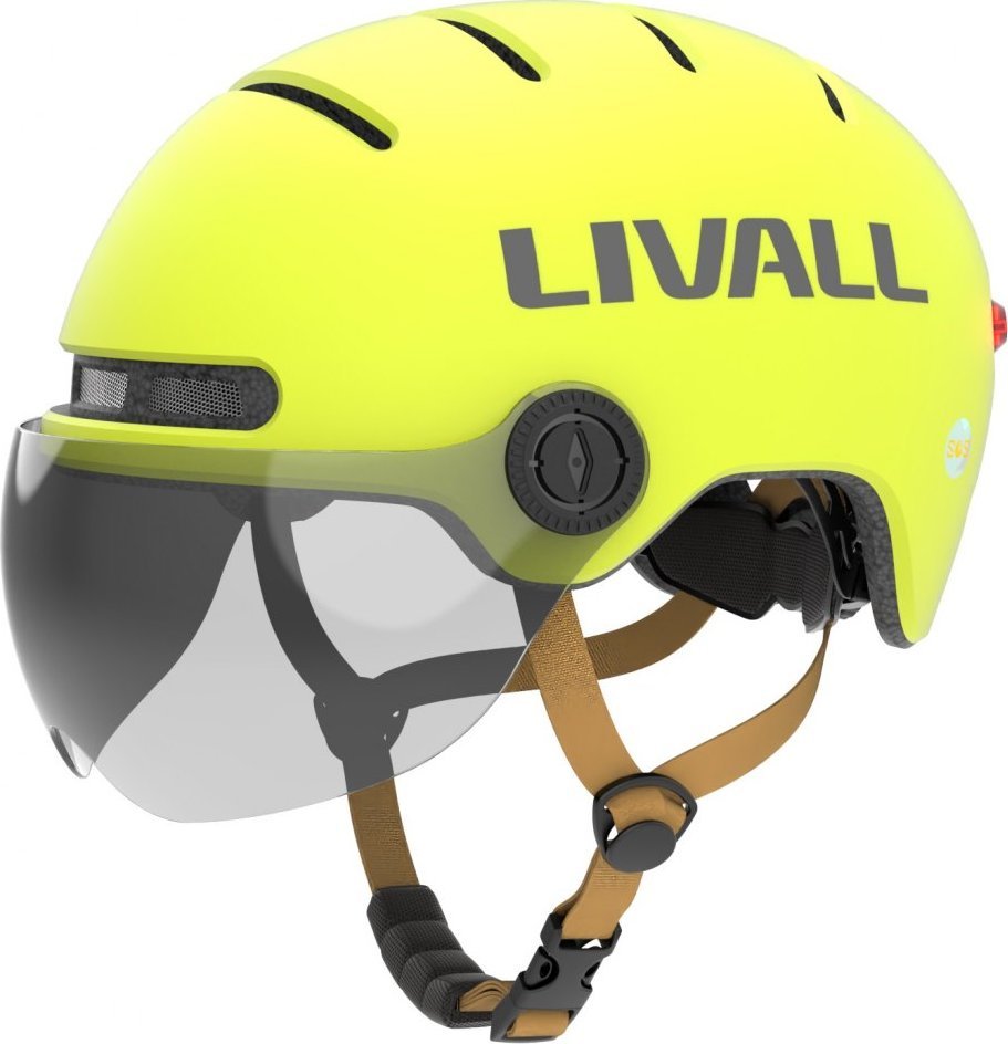Helmetë urbane Livall L23, sensor rënie SOS, drita LED, e verdhë, L
