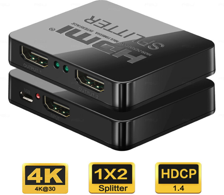 [OUTLET] Ndarës sinjali PremiumCord HDMI splitter 1-2 porte, USB, 4K, FULL HD, 3D