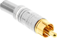 Fishe RCA InLine, prizë mashkull metalike për saldim, për kabllo 6mm, argjendtë