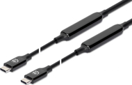 Kabllo USB C Manhattan, 3m, USB 3.2 Gen2 10Gbps, 3A Fast Charging, e zezë