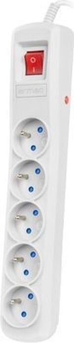 Kabllo zgjatëse Armac R5, 5x priza, FR, me ndërprerës, 3m, e zezë