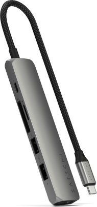 Hub USB C Satechi ST-P6SM, 6 në 1, HDMI 4K, Ethernet, gri