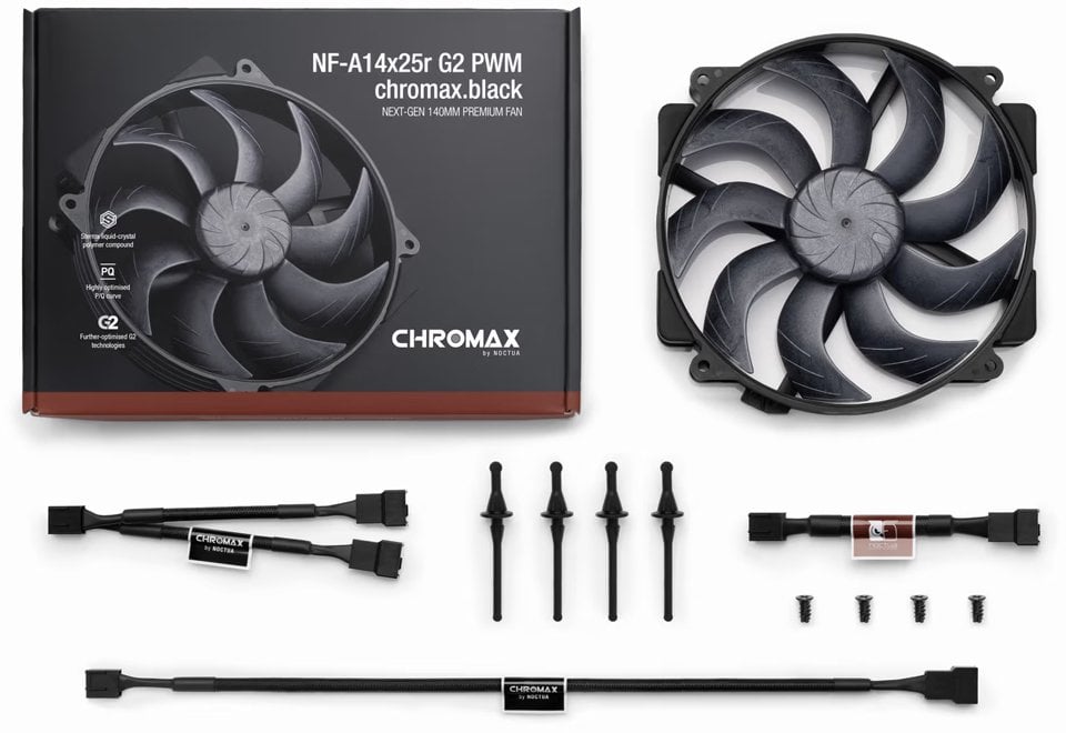 Ventilator PC Noctua NF-A14x25r G2 PWM Chromax.Black, 140mm, i zi