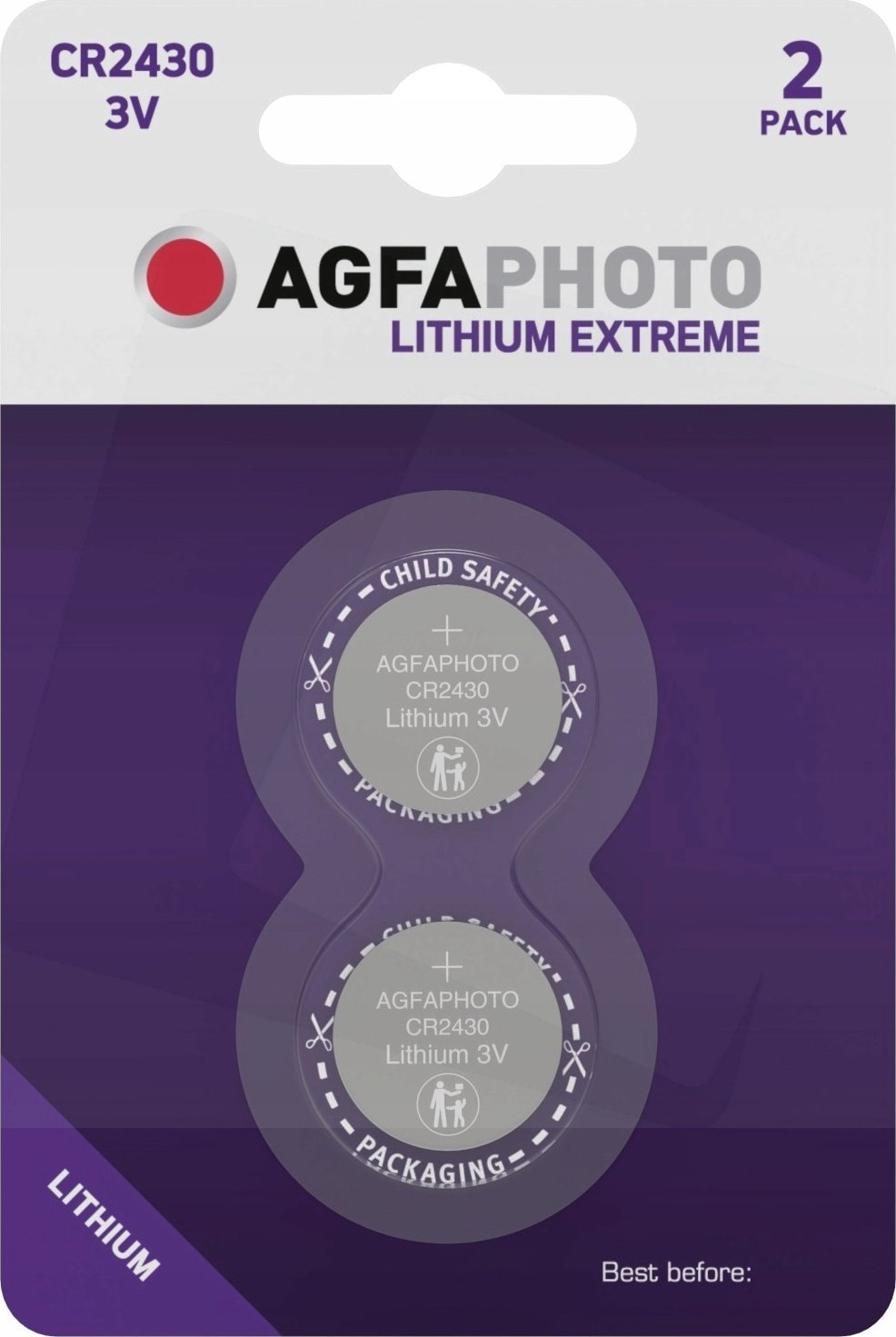 Bateri litiumi AgfaPhoto CR2430, 3V, paketim 2 copë