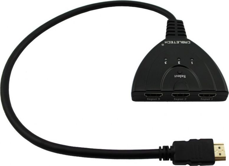 Ndërprerës HDMI Cabletech Splitter, 3 porte, Full HD 1080p, i zi