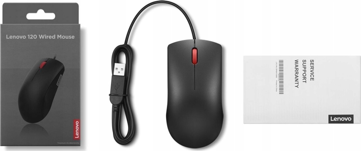 Maus Lenovo 120, me kabllo, 1600 DPI, i zi