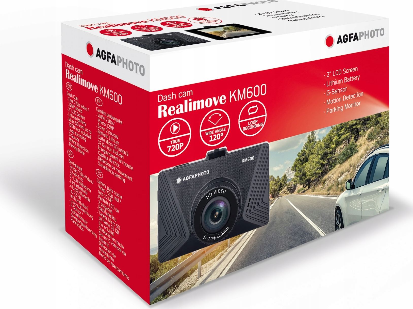 Kamerë sigurie për makinë AgfaPhoto Realimove KM600, HD 720p, ekran 2", e zezë