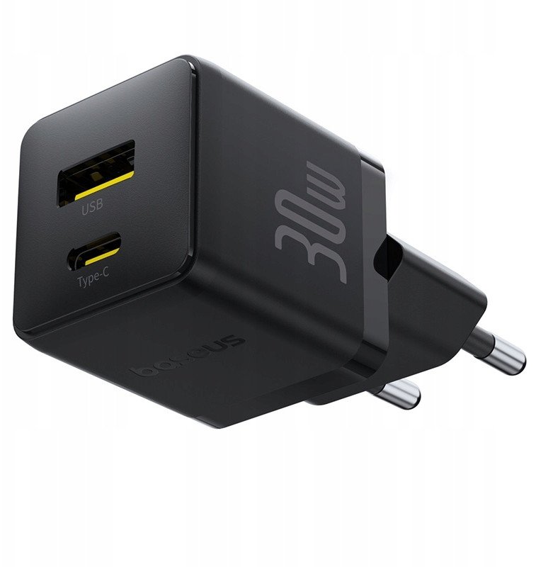 Полнач за ѕид Baseus Palm, 30W, USB и Type C, црн