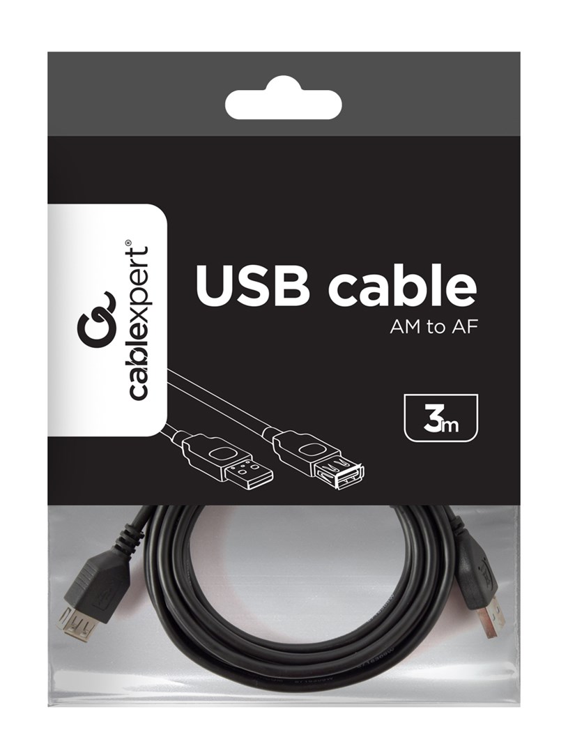 Kabllo Gembird, USB A / USB A, 3 m, e zezë