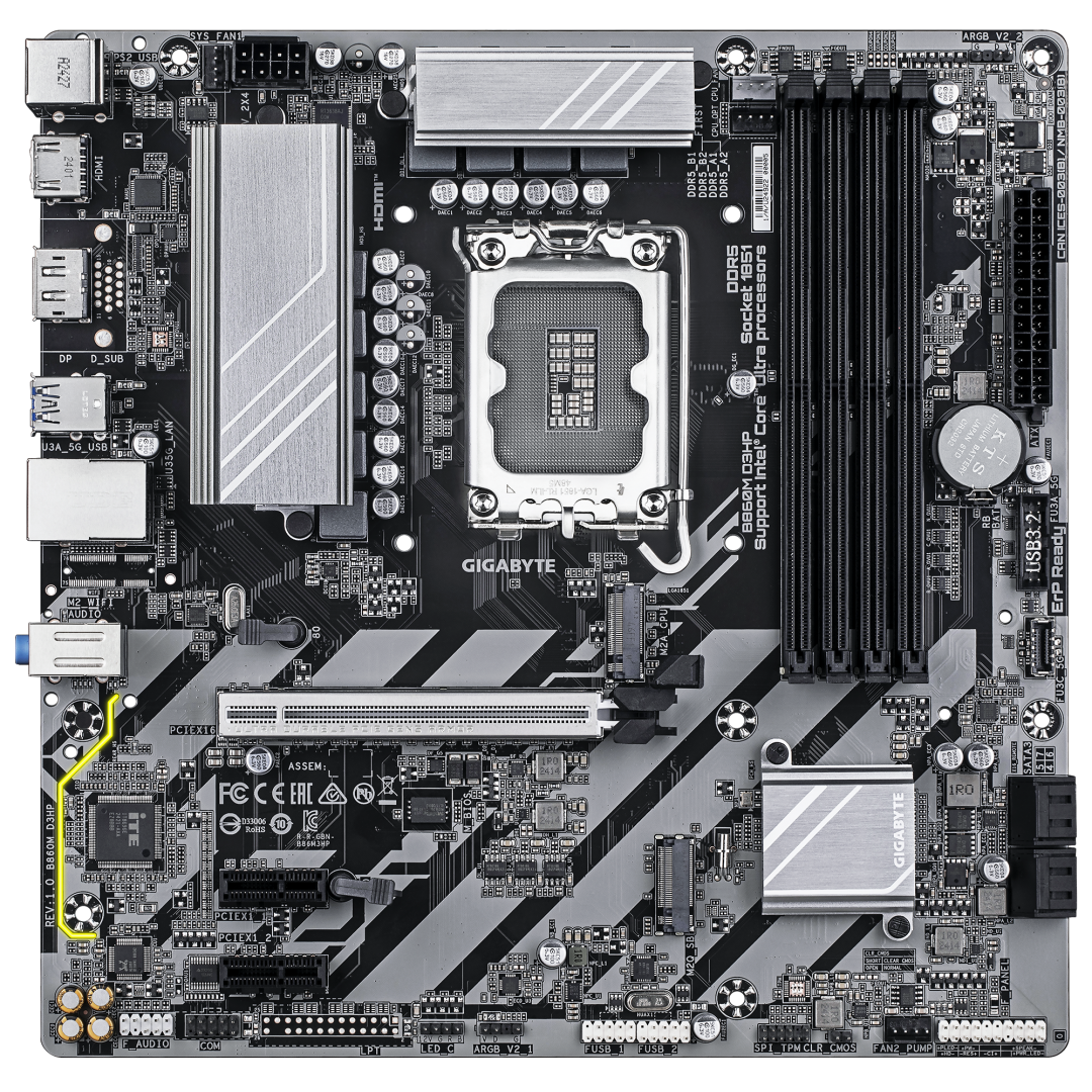 Pllakë amë GIGABYTE B860M D3HP, Intel Core Ultra, DDR5, mATX