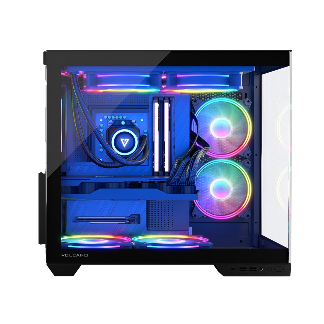 Kuti gaming Modecom Volcano Panorama Apex ARGB 3F, ATX, me xham të temperuar, gri