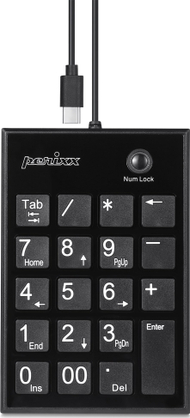 Tastierë numerike Perixx PERIPAD 202C, USB C, 2 porta USB A, e zezë