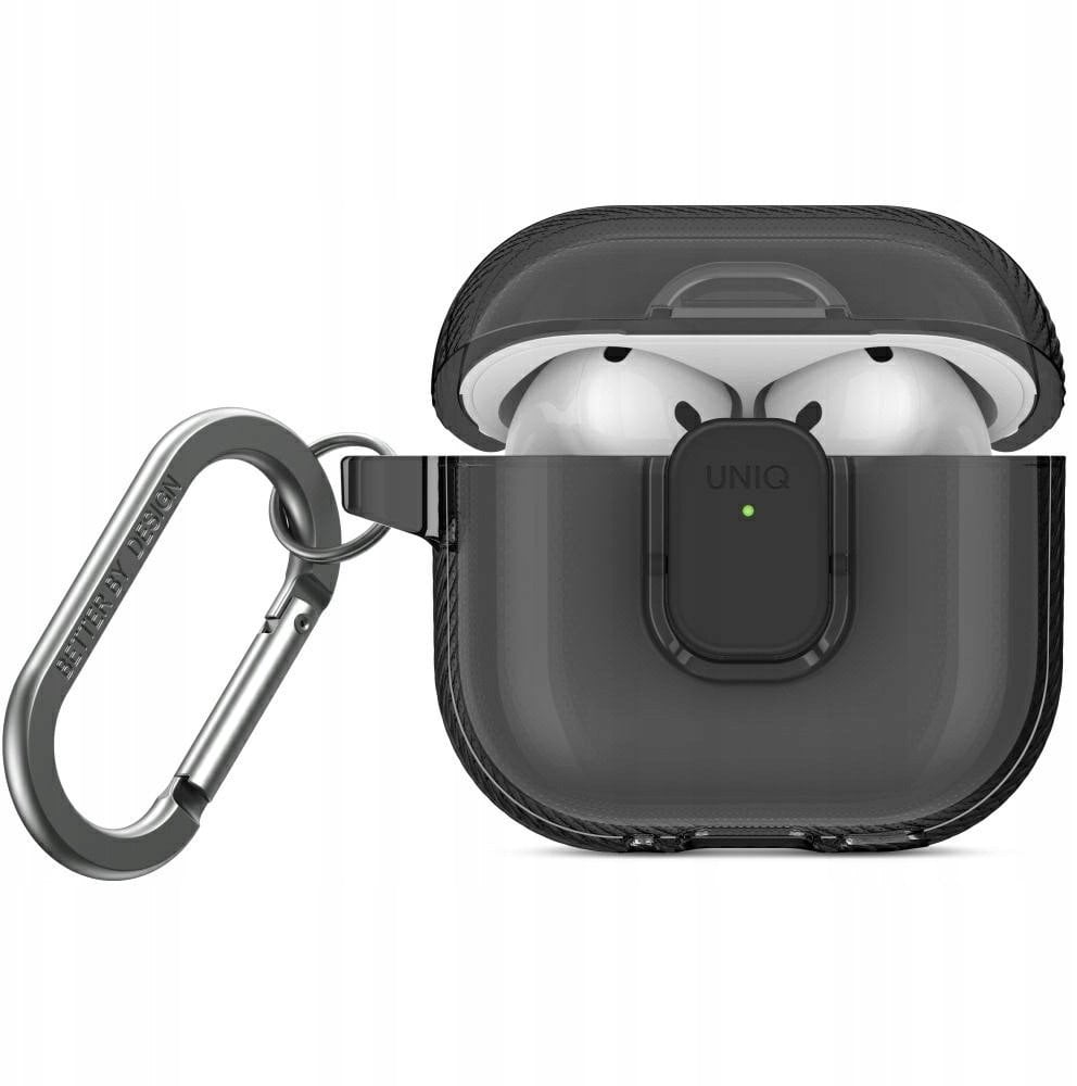 Mbulesë Uniq Glase Pro për AirPods 4, TPU, me kapak karikimi, gri