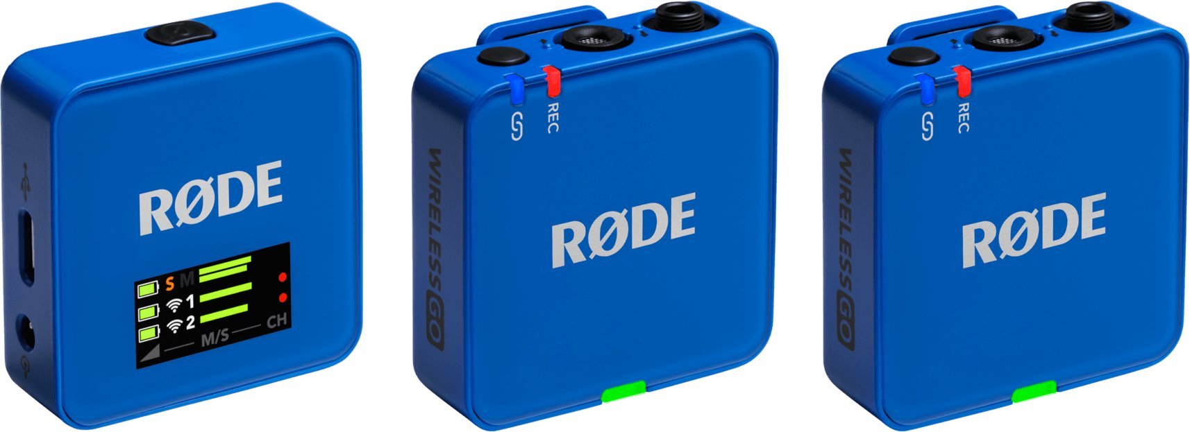 Mikrofon pa tel RØDE Wireless GO Gen 3, sistem me 2 transmetues, USB C, cobalt blue