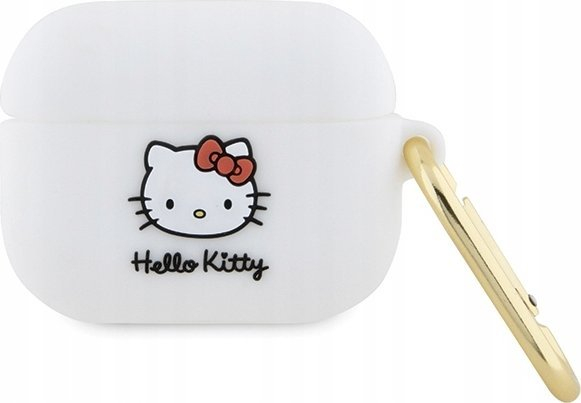 Kapak silikoni për AirPods Hello Kitty, me karabinë, rozë