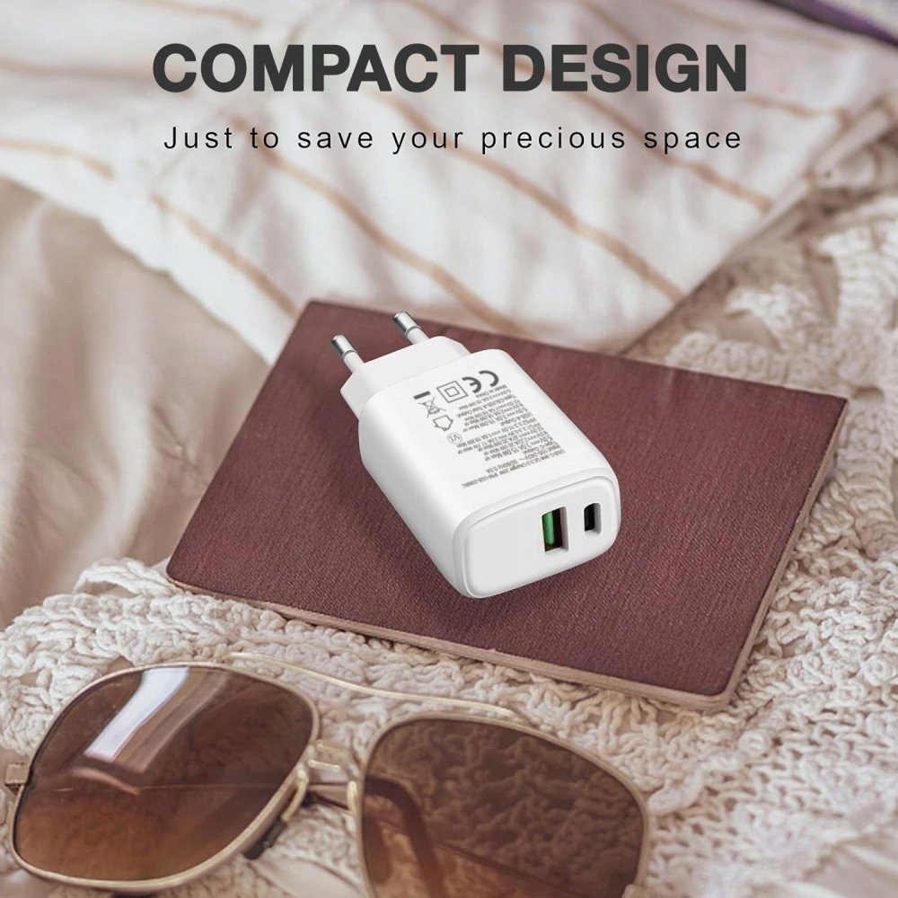 Karikues USB Techly 18W USB A, 20W USB C GaN, i bardhë