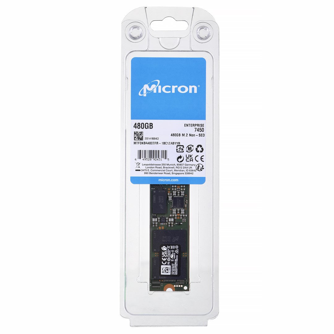 Disk SSD Micron 7450 PRO, 480GB, M.2 NVMe, e zezë