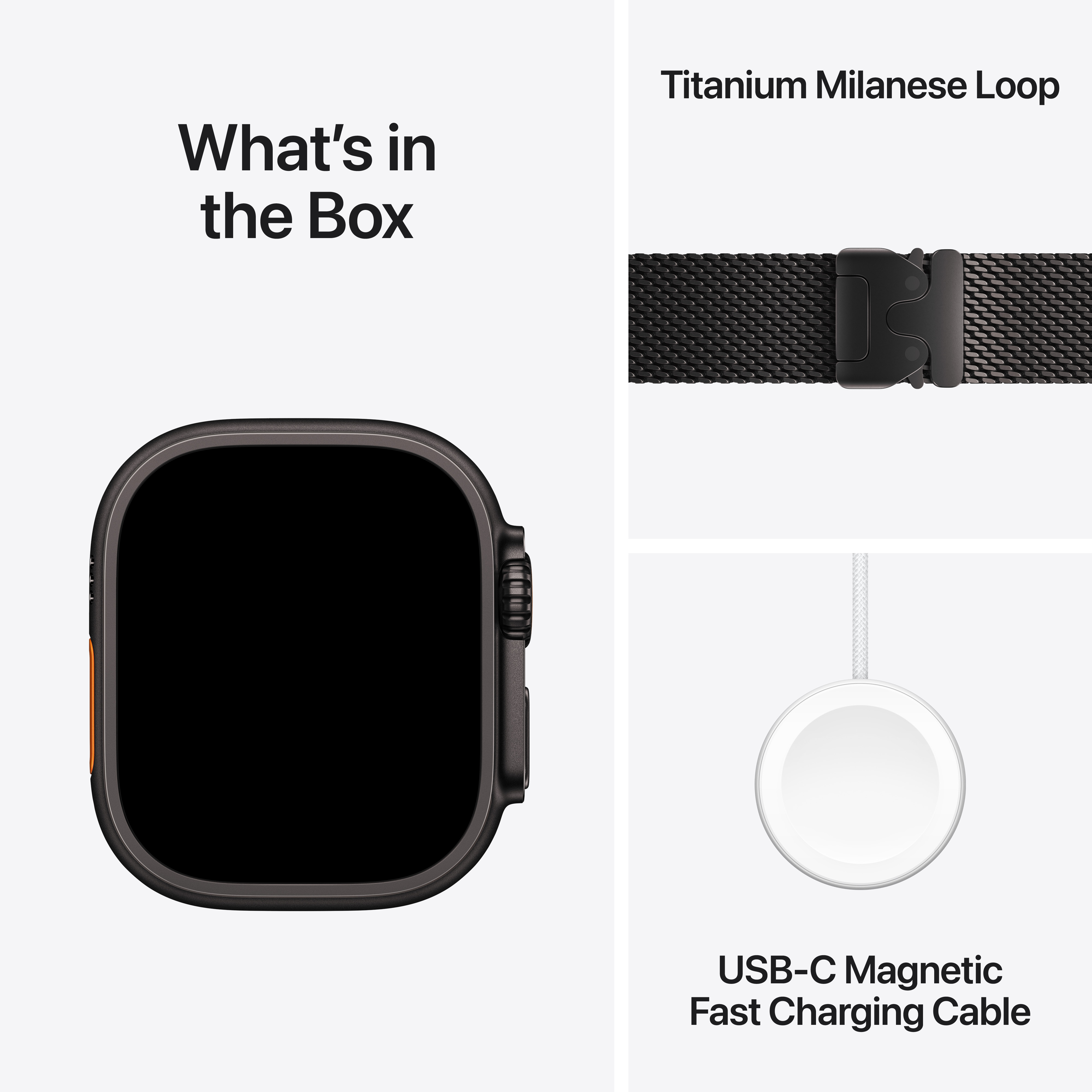 Apple Watch Ultra 3 Cellular 49mm Black Titanium Case with Black Titanium Milanese Loop, Large