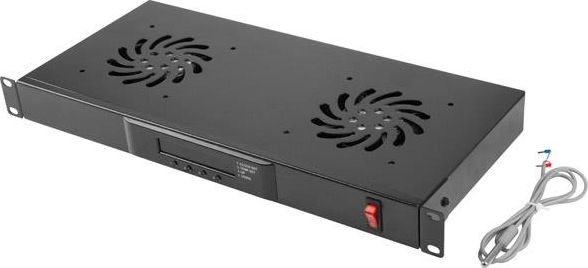 Panel ventilimi rack Lanberg AK-1502-B, 1U, 2 ventilatorë me termostat, gri