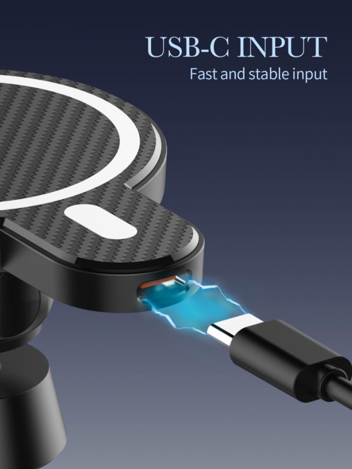 Mbajtëse telefoni për veturë Serioux CH02W, karikim wireless 15W, e zezë