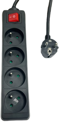 Prizë zgjatuese Microconnect 4 porta, buton on off, e bardhë