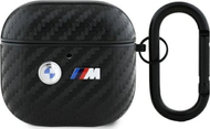 Mbulesë BMW Metal Logo për AirPods 4, polikarbonat, me karabinë, e zezë