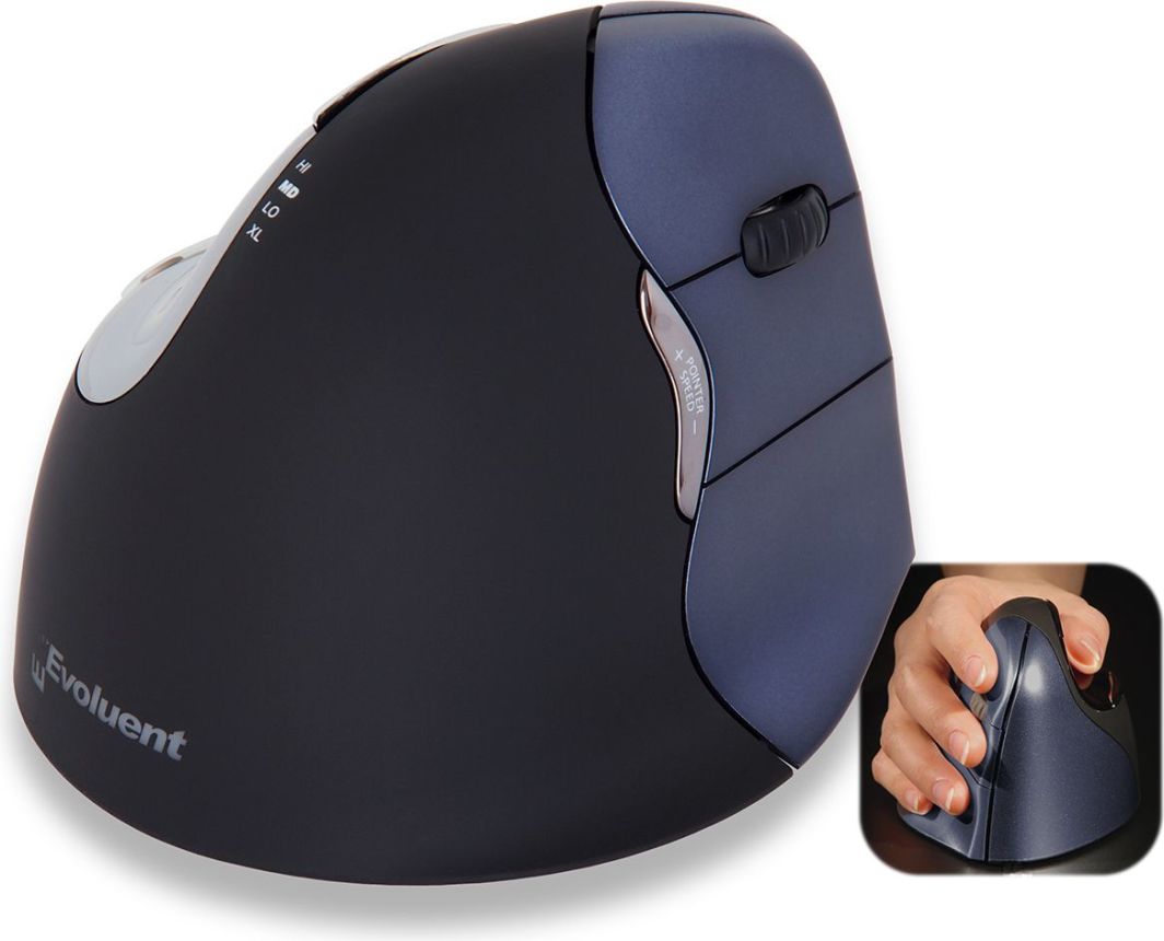 Maus Evoluent VerticalMouse, wireless, USB, i zi dhe i kaltërt