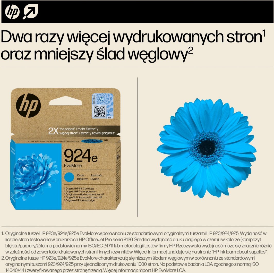 Ngjyrë për printer HP Ink 924e EvoMore, e kaltër 