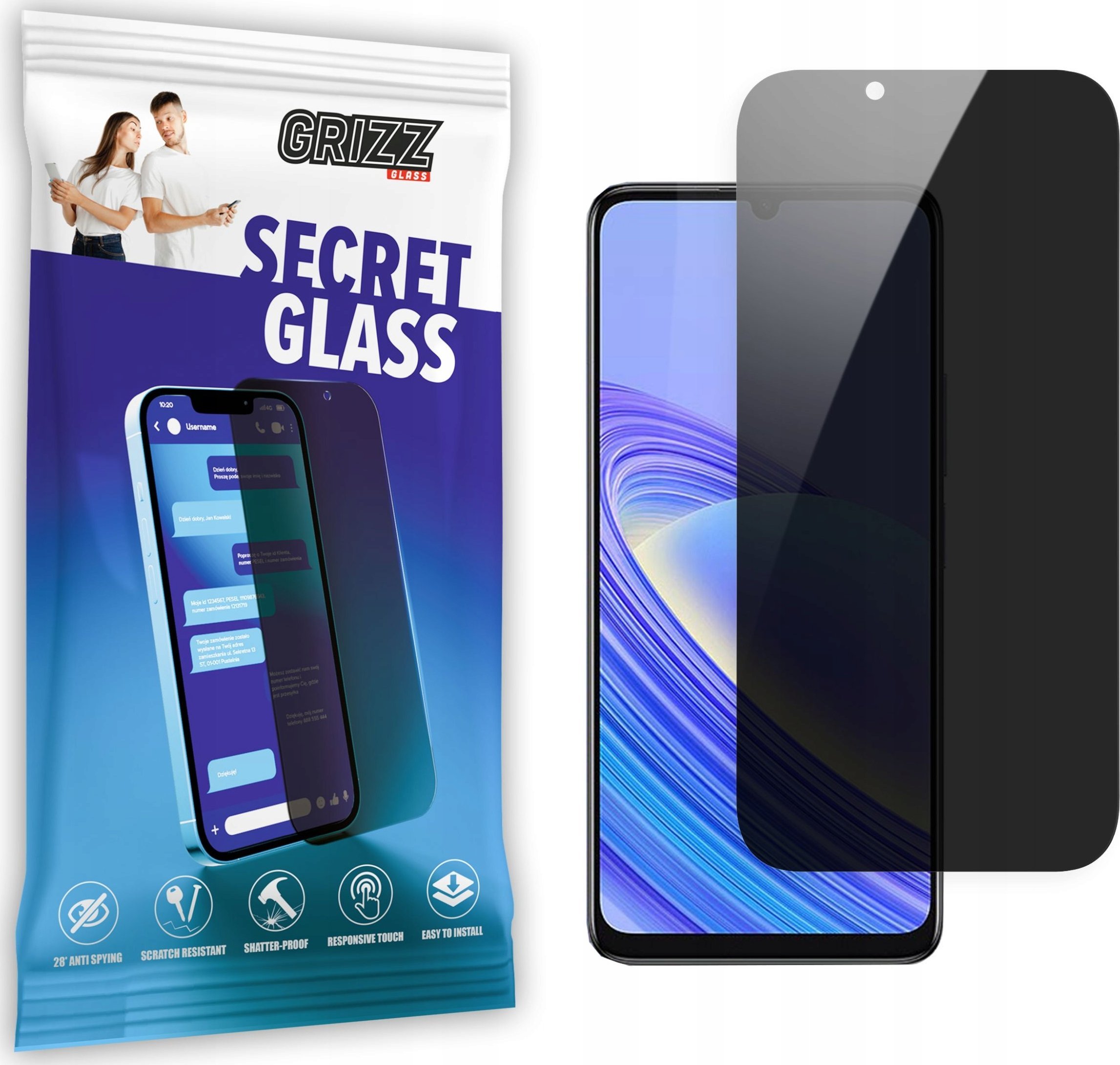 Xham mbrojtës privat Grizz SecretGlass për TCL 40 SE, privacy, transparent