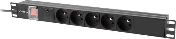 Prizë PDU Lanberg 19" 1U, 5x 230V, 16A, 2m, e zezë