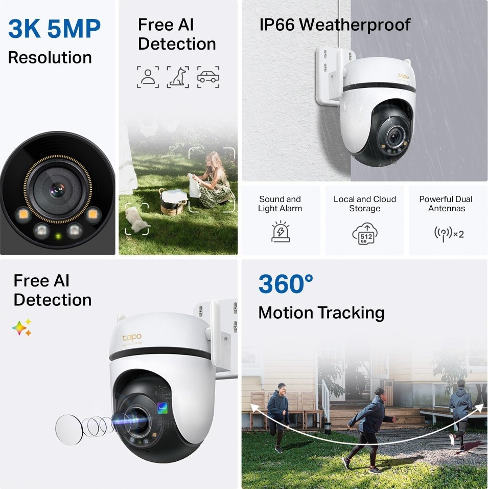 Kamerë sigurie e jashtme TP-Link Tapo C530WS, 3K 5MP, Wi-Fi, pan tilt