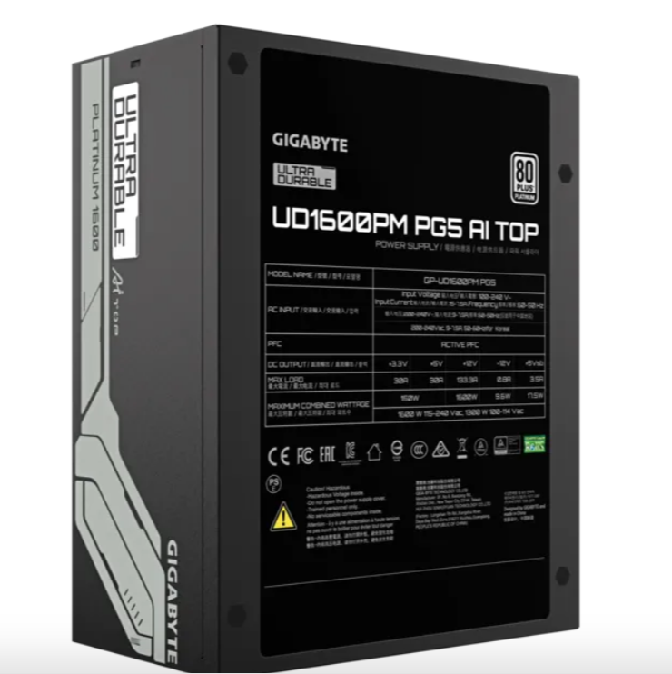 Burim energjie Gigabyte UD1600PM PG5 AI TOP, 1600W, 80 Plus Platinum, i zi