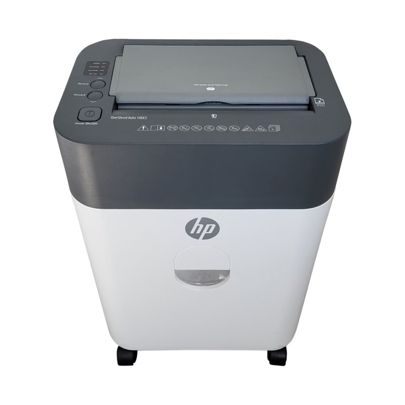 Sharrues dokumentesh HP OneShred Auto 100CC, cross cut P 4, auto feed 100 fletë, gri e bardhë