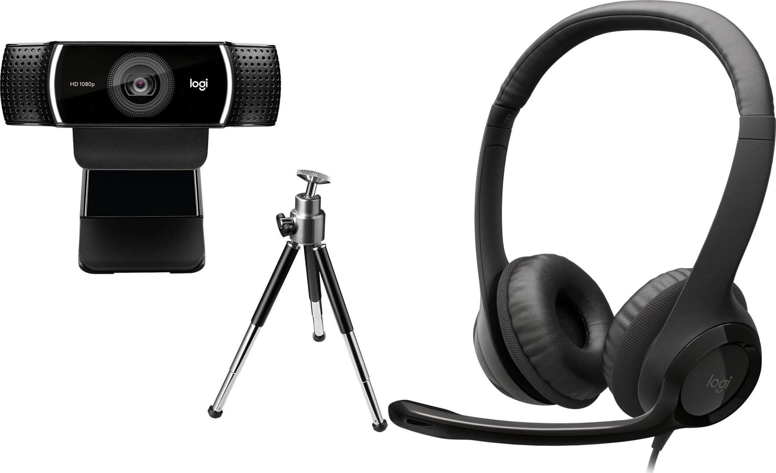 Set webcam dhe kufje Logitech C922 Pro + H390, Full HD, USB, i zi